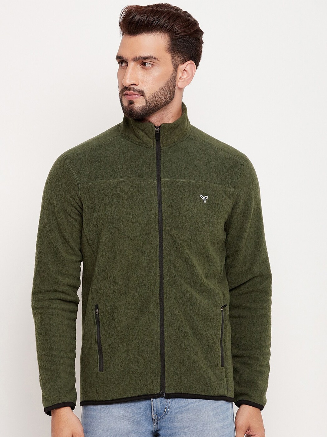 

POKER Mock Collar Fleece Sweatshirt, Green