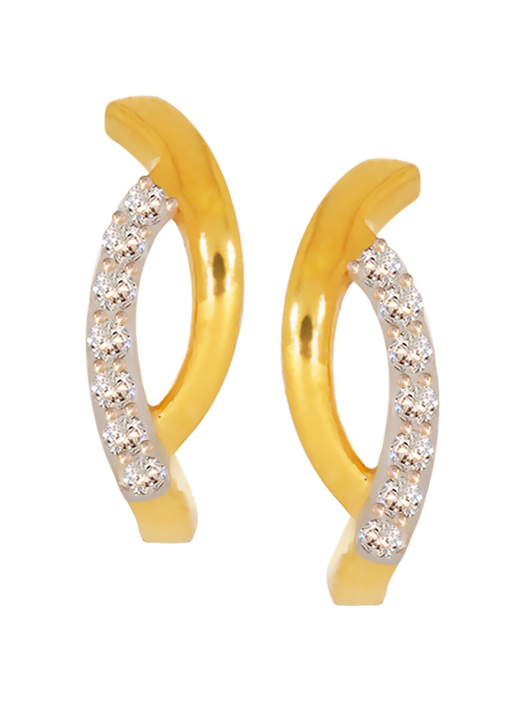 

BHIMA Double Layer Stone Ring 22KT Gold Earrings-2.58gm