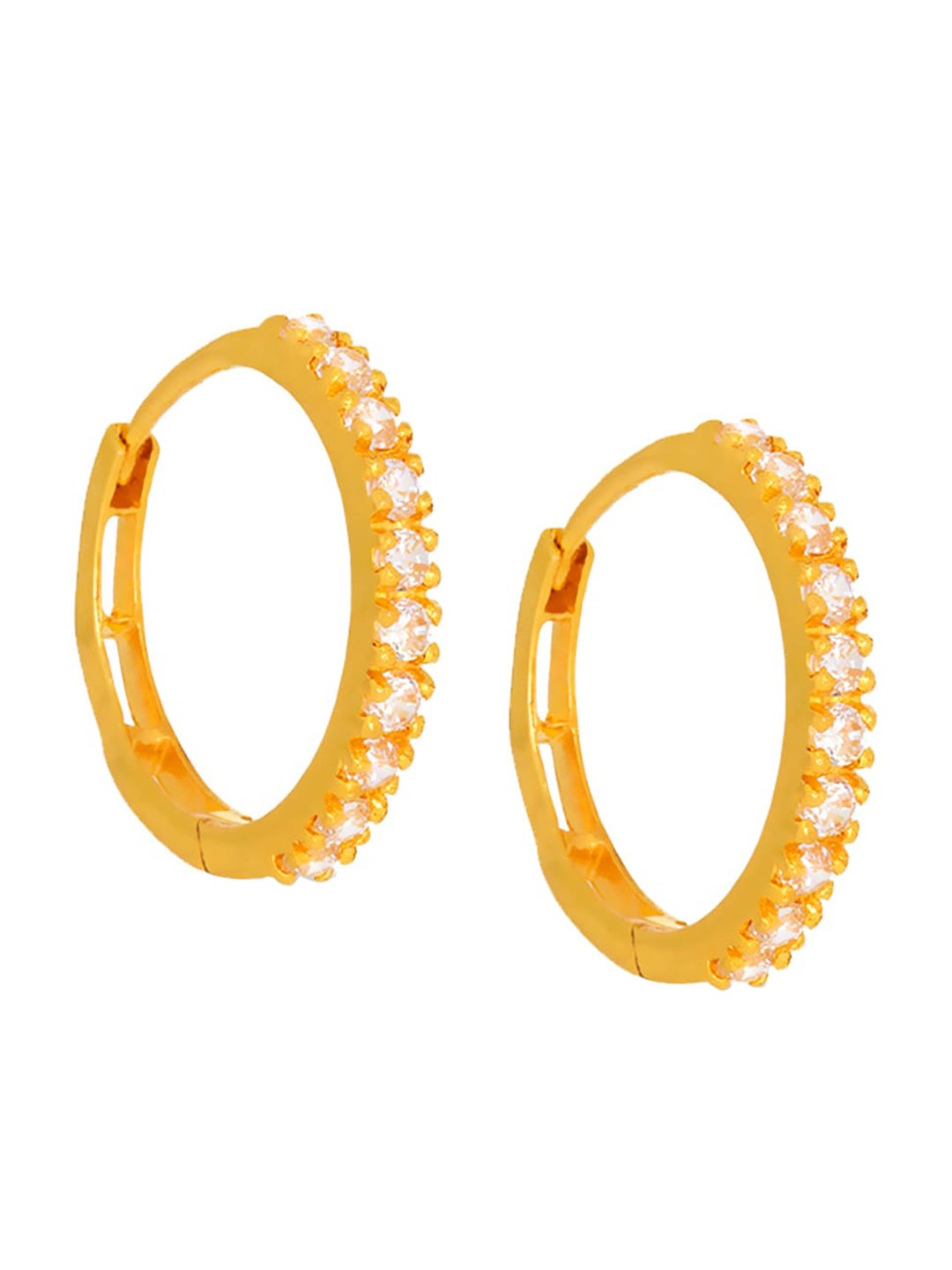 

BHIMA Stoned Ring 22KT Gold Hoop Earrings-1.55gm