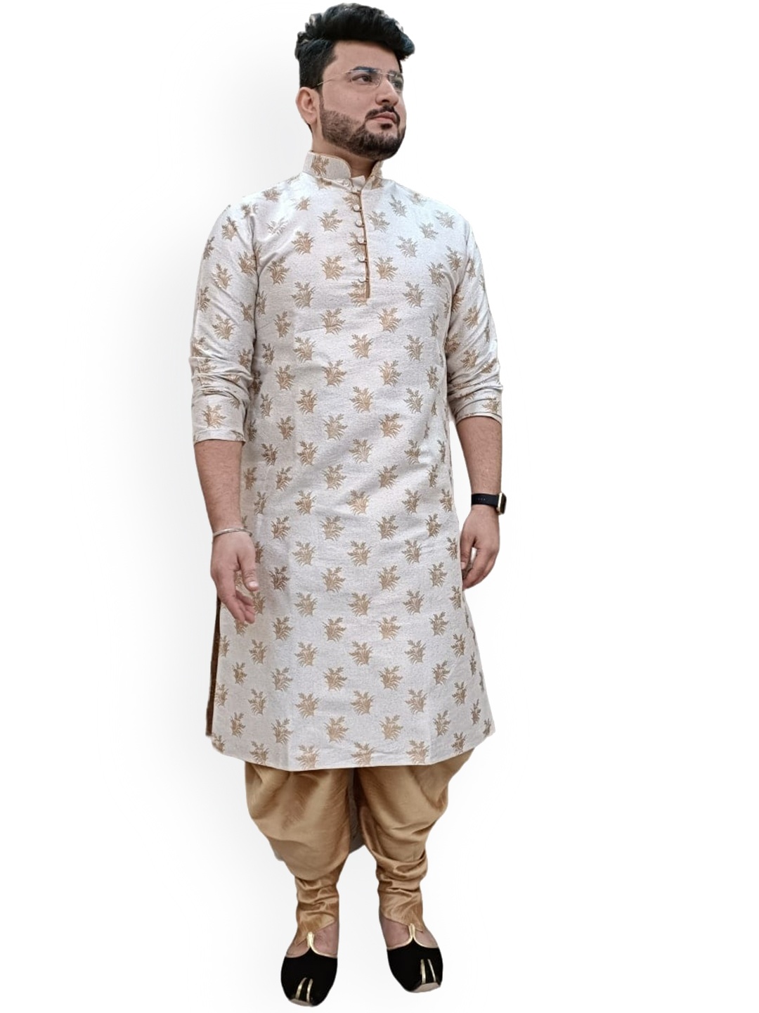 

Sydney Heights Woven Design Regular Kurta With Dhoti Pants, Cream