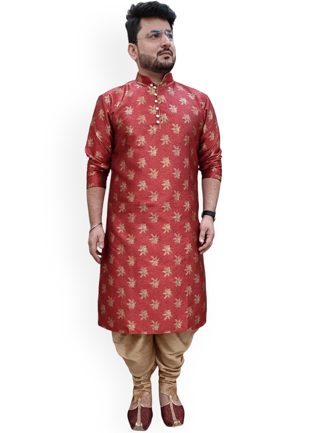 

Sydney Heights Woven Design Regular Kurta With Dhoti Pants, Maroon