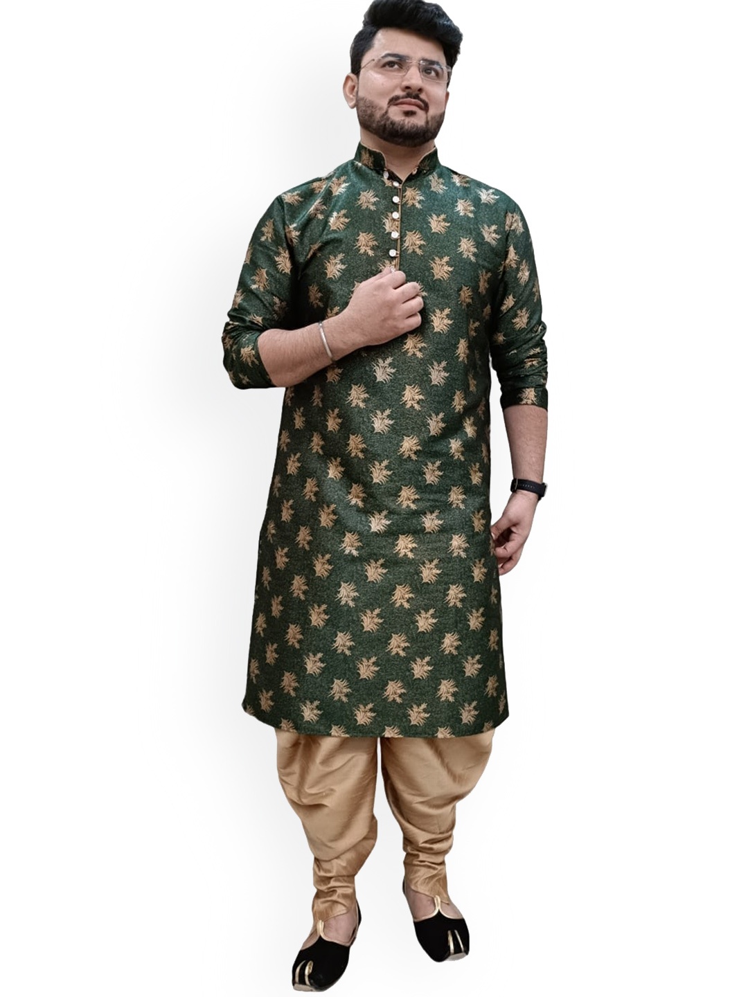 

Sydney Heights Woven Design Regular Kurta with Dhoti Pants, Green