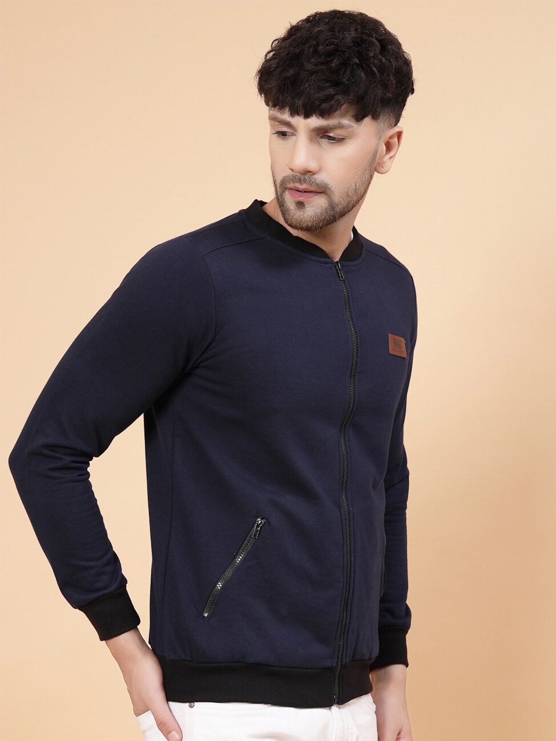 

Rigo Men Solid Casual Open Pullover Sweatshirt, Navy blue