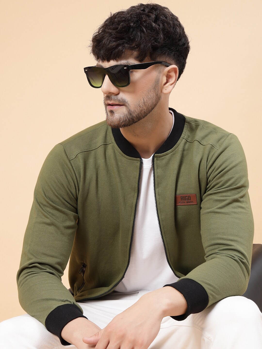 

Rigo Men Solid Casual Open Pullover Sweatshirt, Olive
