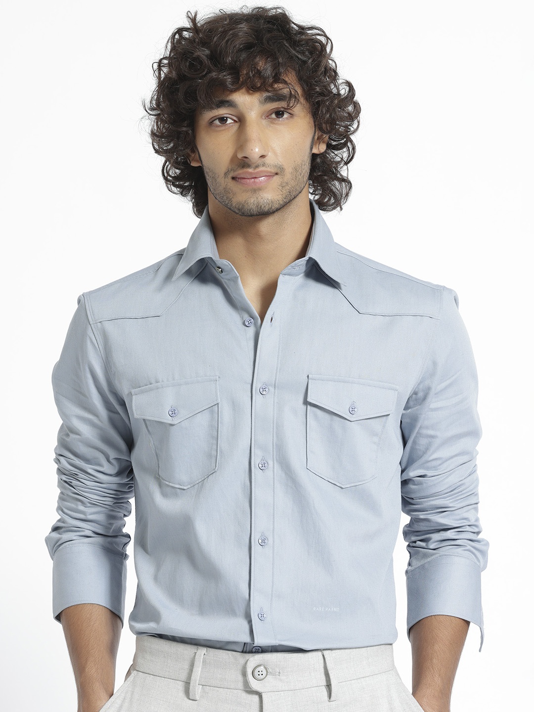 

RARE RABBIT Men Belia Slim Fit Cotton Shirt, Blue