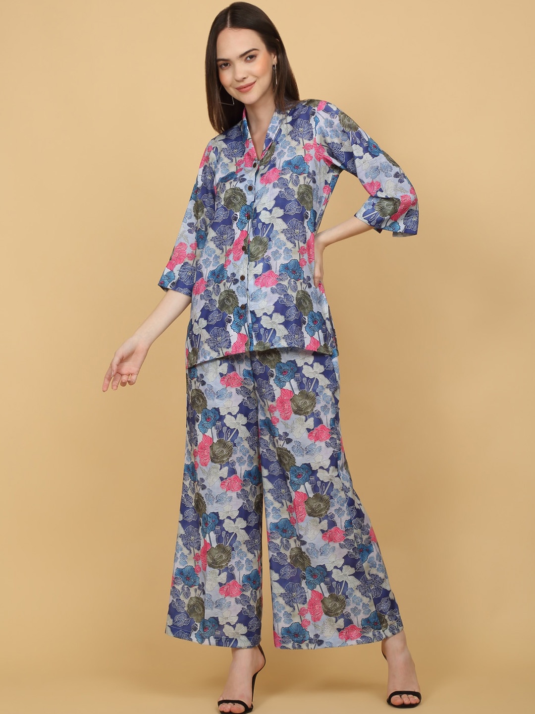 

Laado - Pamper Yourself Printed Top & Palazzo Co-Ords, Blue