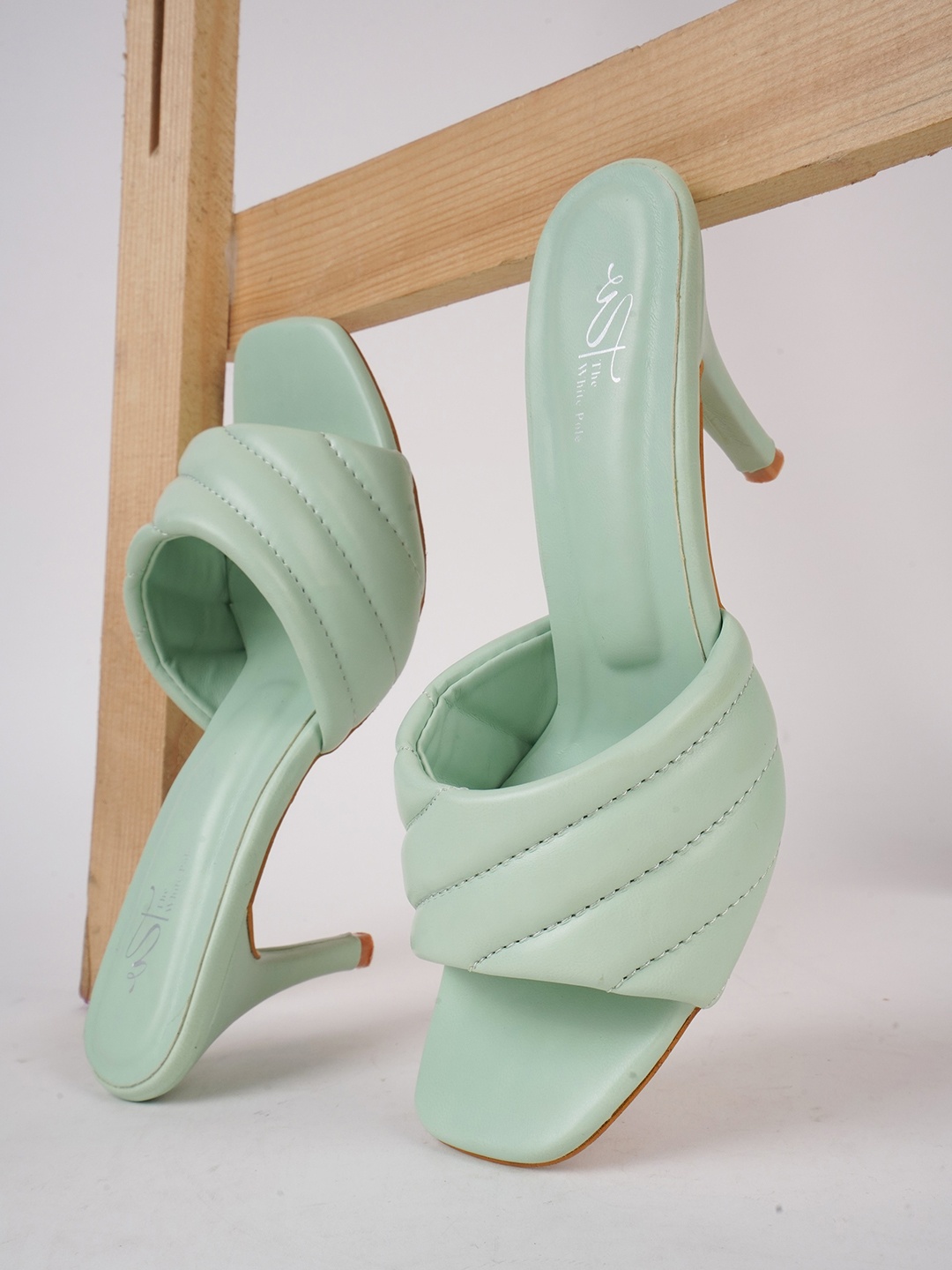 

THE WHITE POLE Open Toe Slim Heels, Sea green