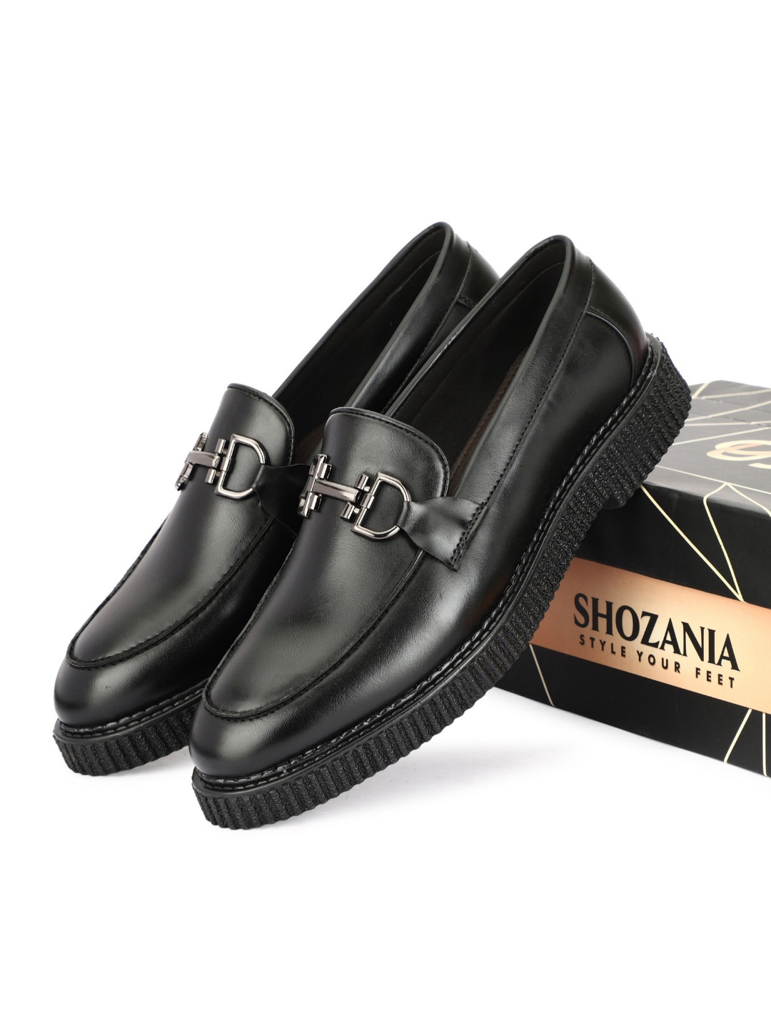 

SHOZANIA Men Leather Comfort Insole Loafers, Black