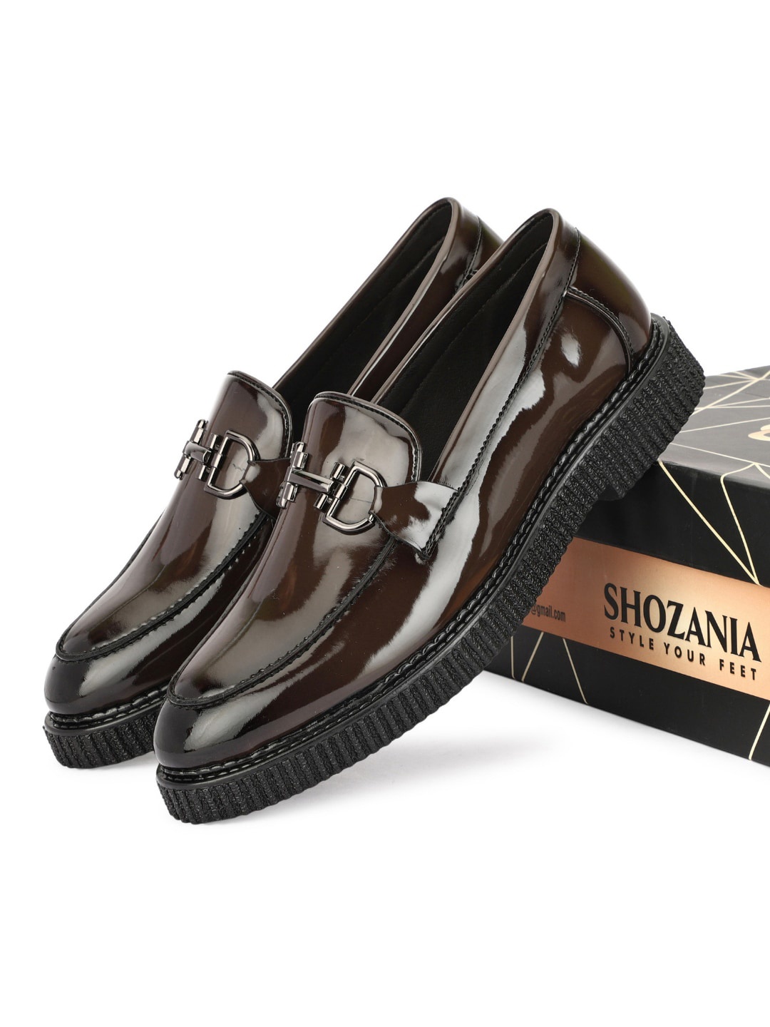 

SHOZANIA Men Leather Horsebit Loafers, Brown