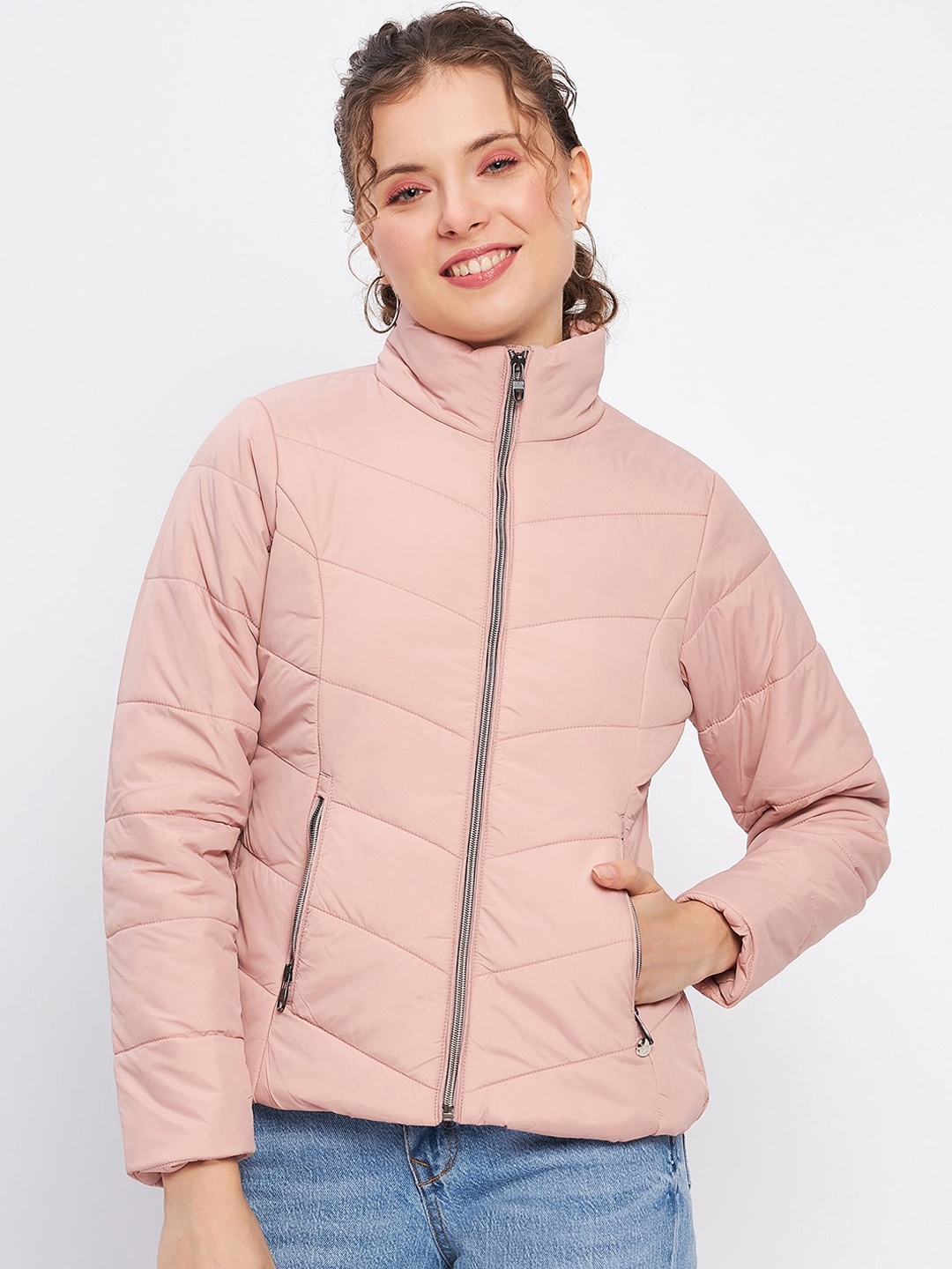 

Duke Mock Collar Padded Jacket, Pink