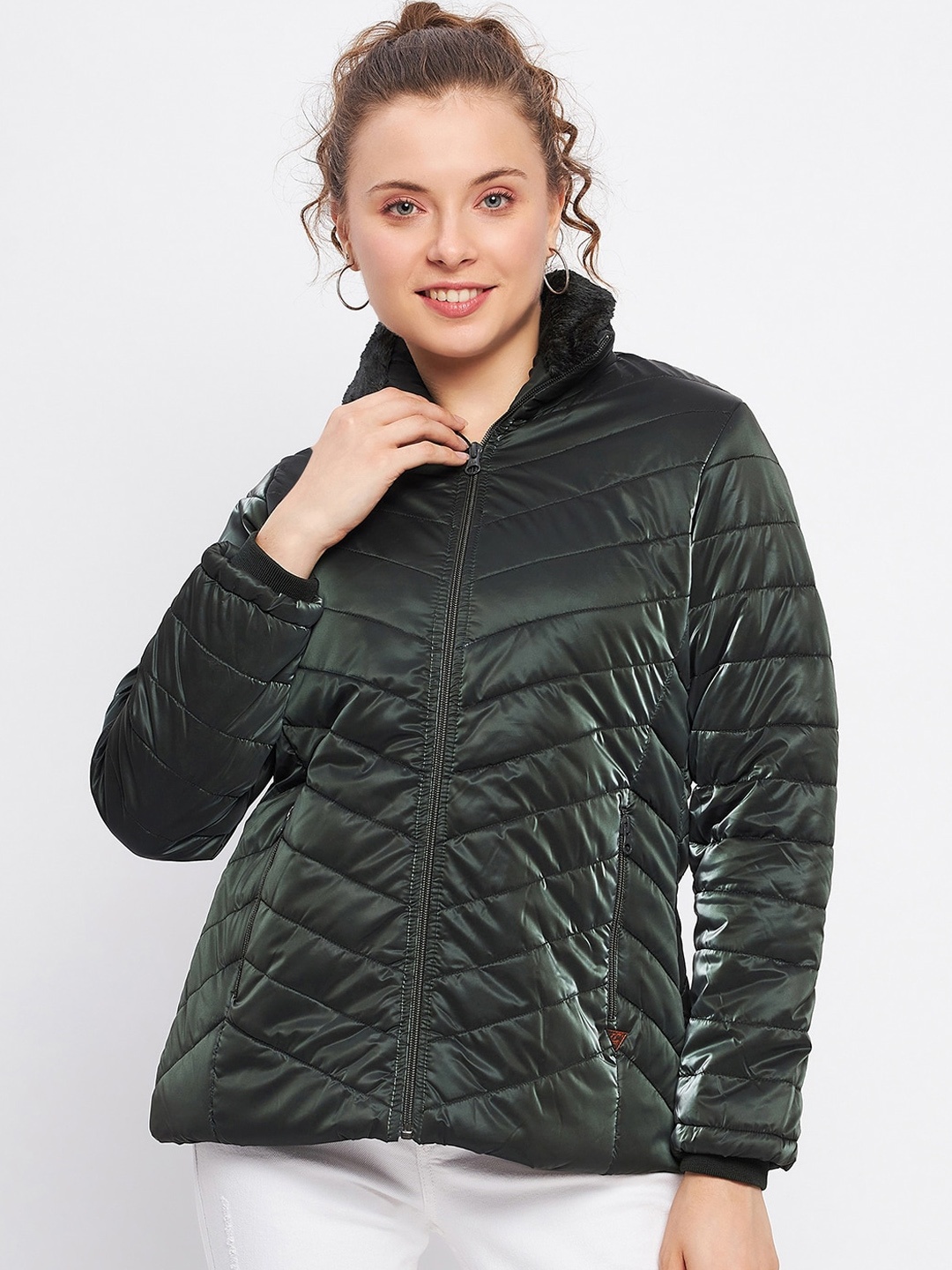 

Duke Mock Collar Padded Jacket, Green