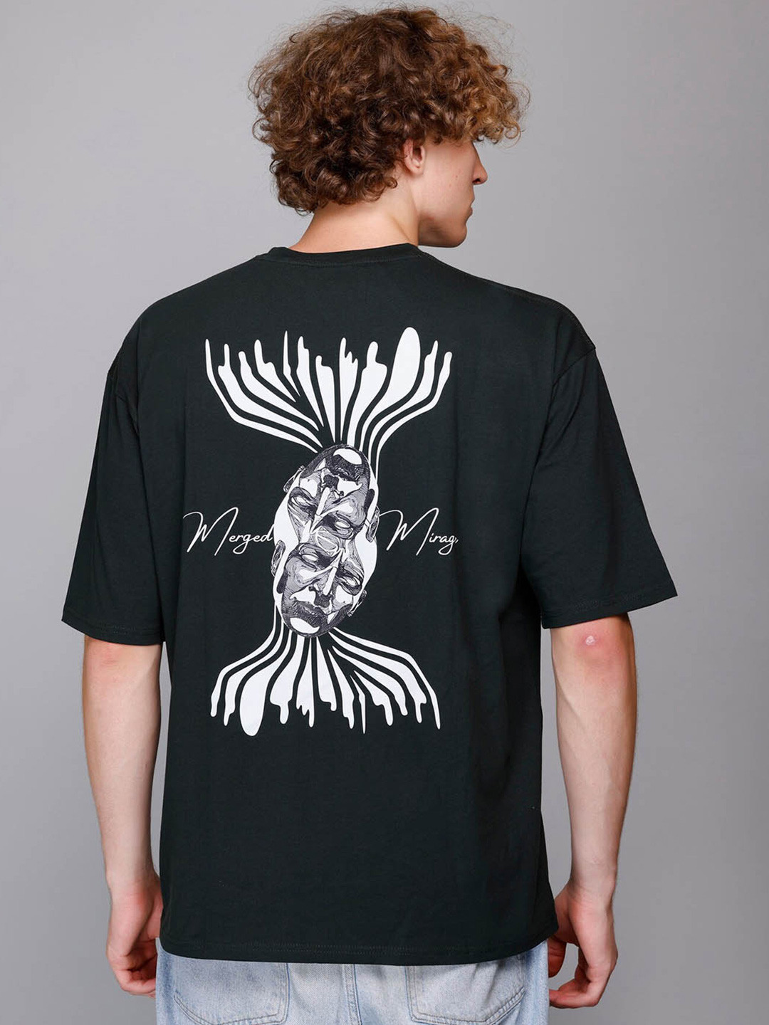 

Concede Graphic Printed Oversized Cotton T-shirt, Black