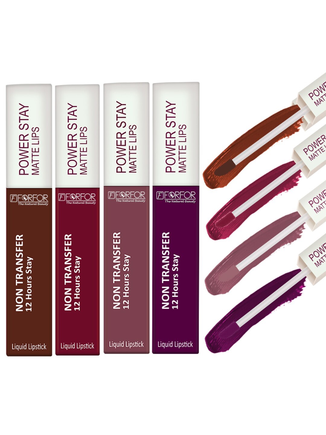 

FORFOR Set Of 4 Power Stay Matte Liquid Lipsticks - 5ml Each, Multi