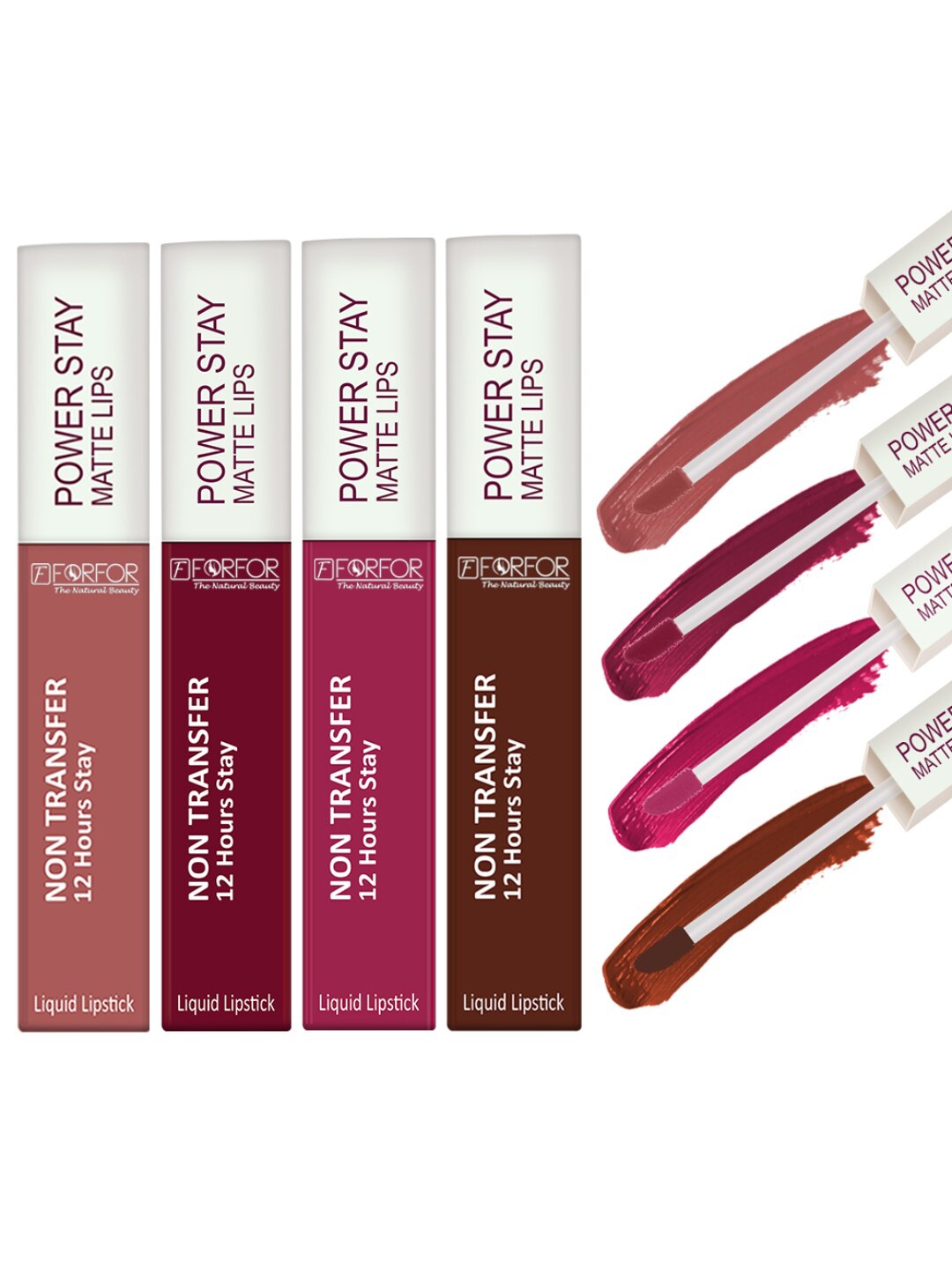 

FORFOR Set Of 4 Power Stay Matte Liquid Lipsticks - 5ml Each, Multi