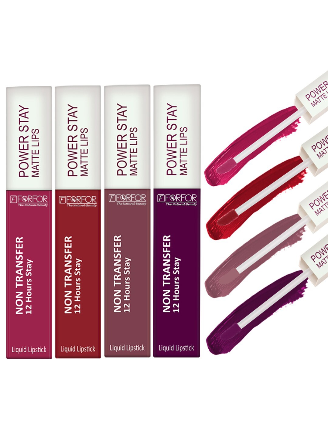 

FORFOR Set of 4 Power Stay Non-Transfer & Waterproof Liquid Matte Lipstick - 5ml Each, Pink