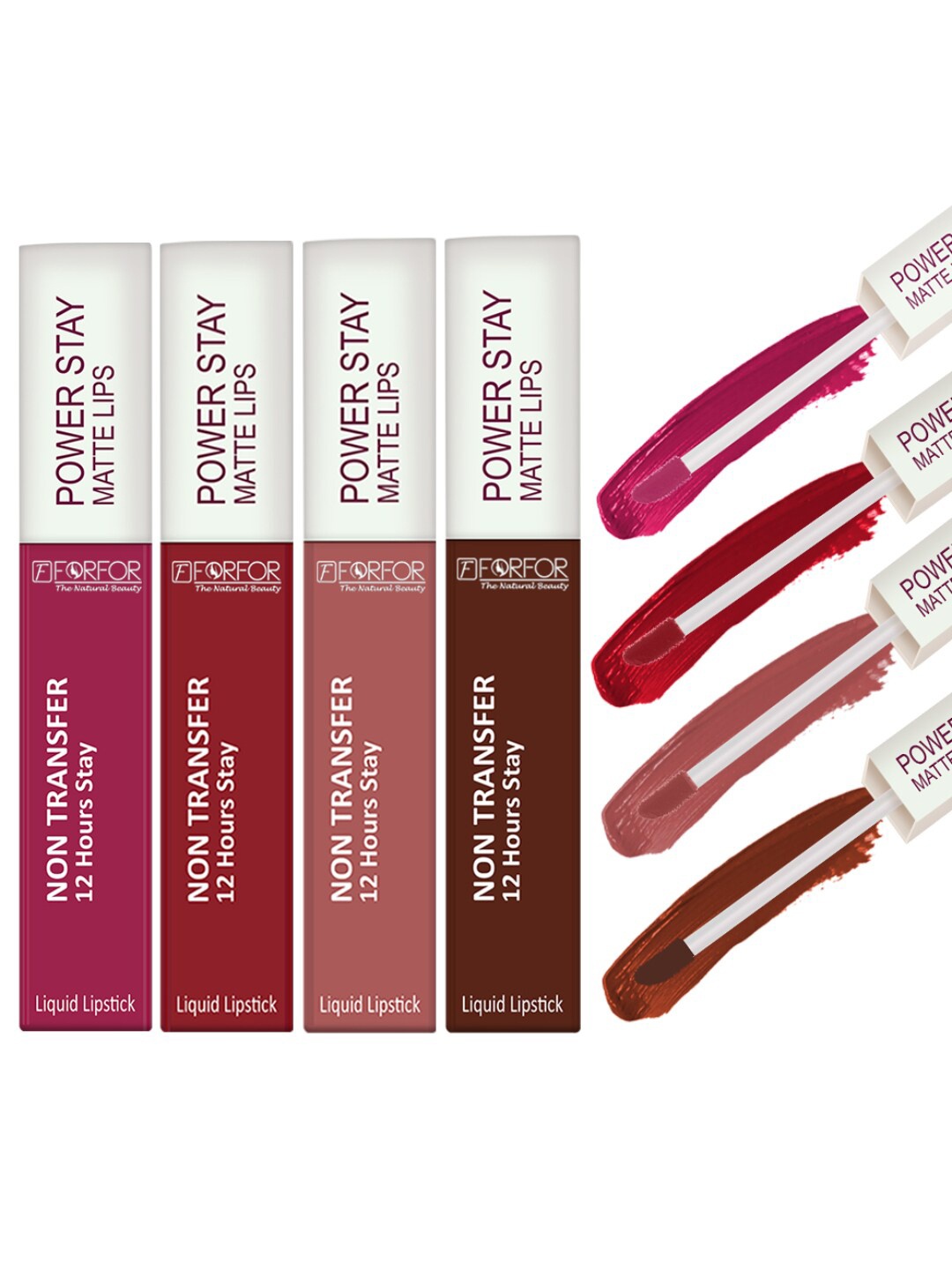 

FORFOR Set of 4 Power Stay Non-Transfer & Waterproof Liquid Matte Lipstick - 5ml Each, Pink