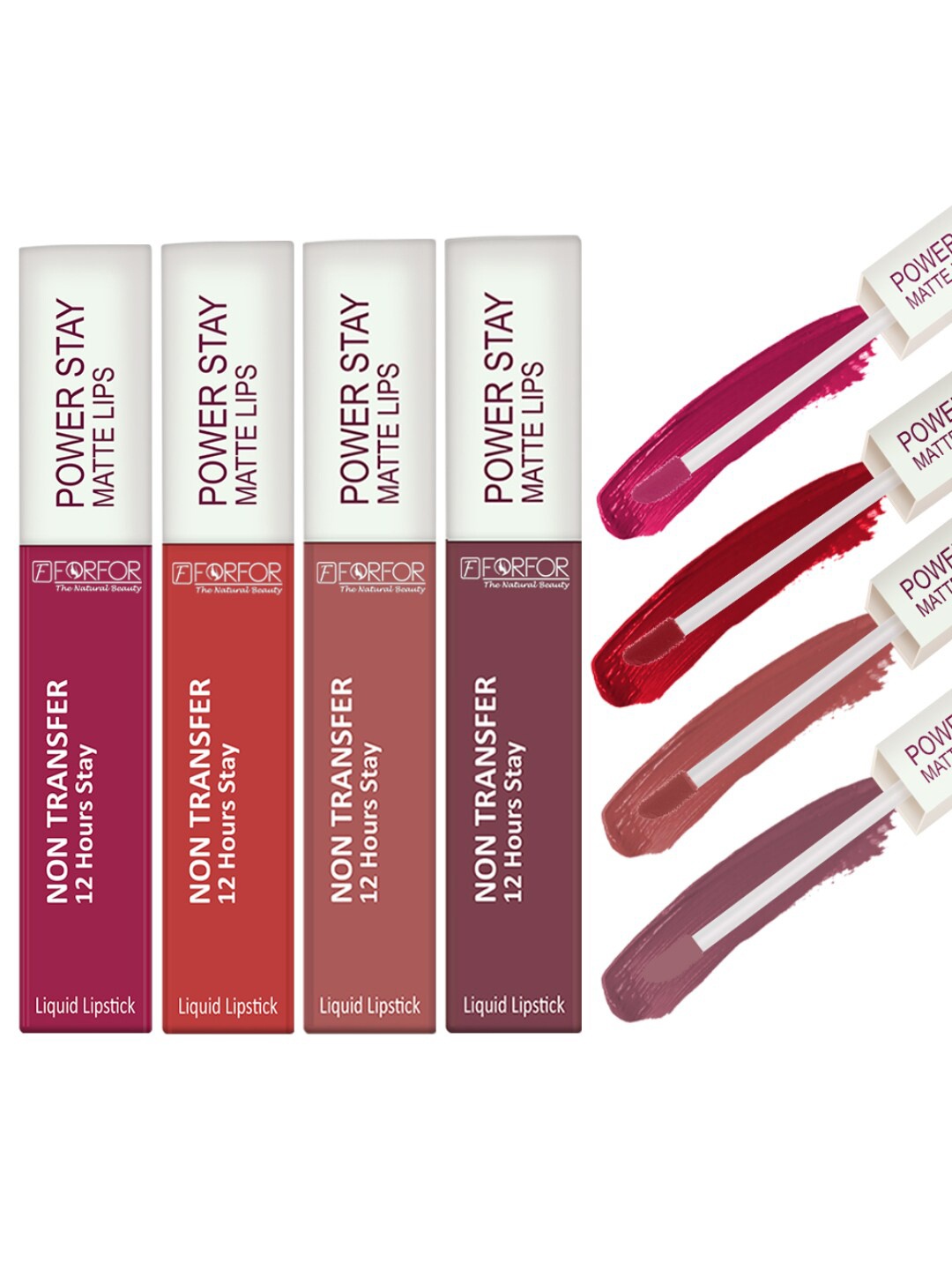 

FORFOR Set of 4 Power Stay Non-Transfer & Waterproof Liquid Matte Lipstick - 5 ml each, Multi