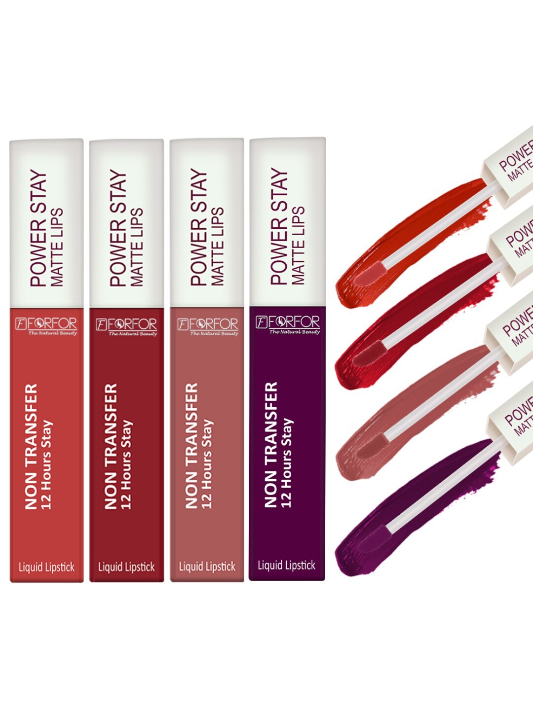 

FORFOR Set of 4 Power Stay Non-Transfer & Waterproof Liquid Matte Lipstick - 5 ml each, Multi
