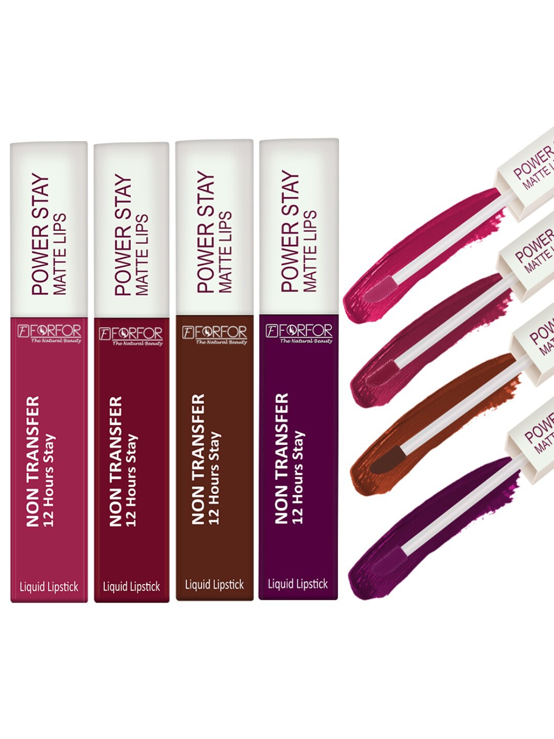 

FORFOR Set of 4 Power Stay Non-Transfer & Waterproof Liquid Matte Lipstick - 5 ml each, Multi