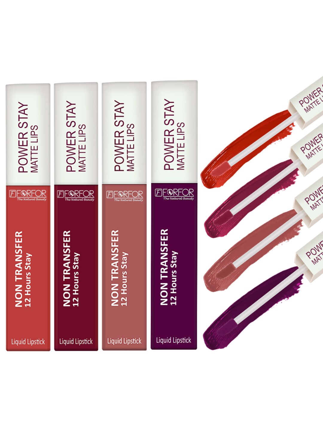 

FORFOR Set of 4 Power Stay Non-Transfer & Waterproof Liquid Matte Lipstick - 5 ml each, Multi