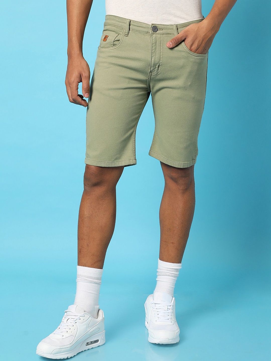 

Campus Sutra Men Cotton Denim Shorts, Green