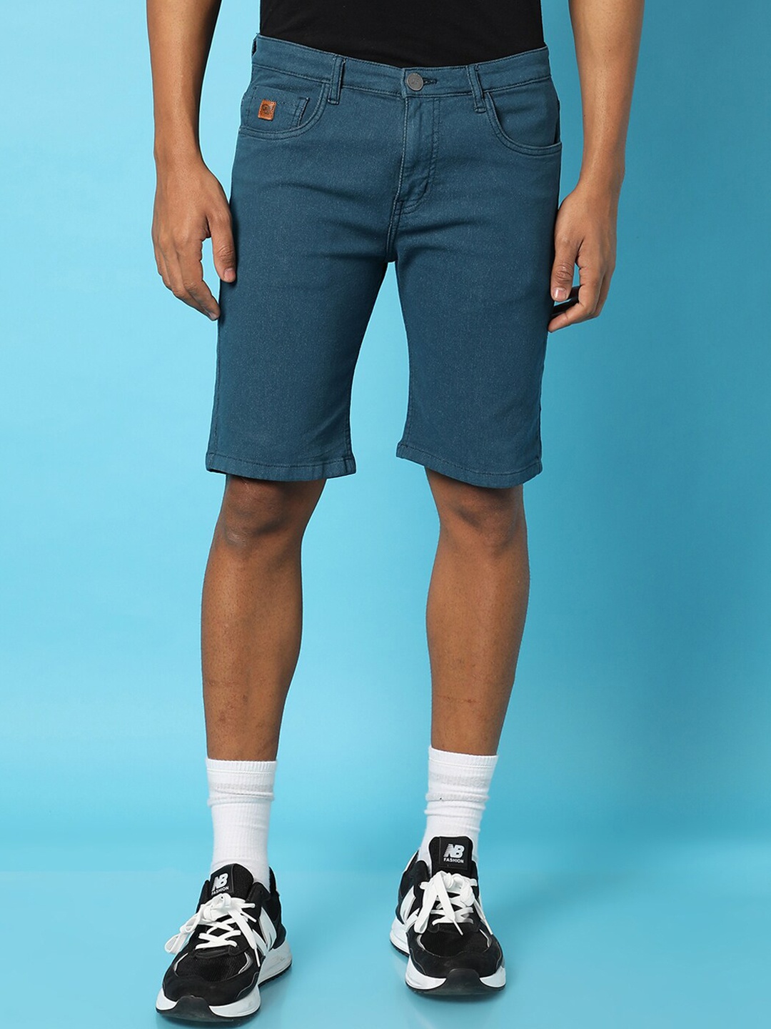 

Campus Sutra Men Mid Rise Cotton Denim Shorts, Blue