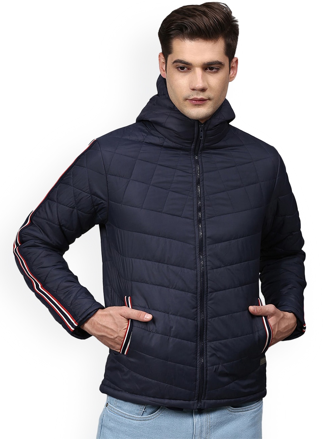 

Campus Sutra Windcheater Regular Quilted Jacket, Blue