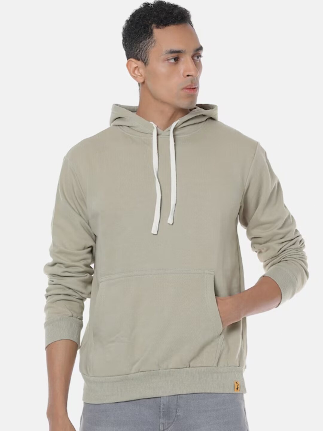 

Campus Sutra Hooded Cotton Pullover, Green