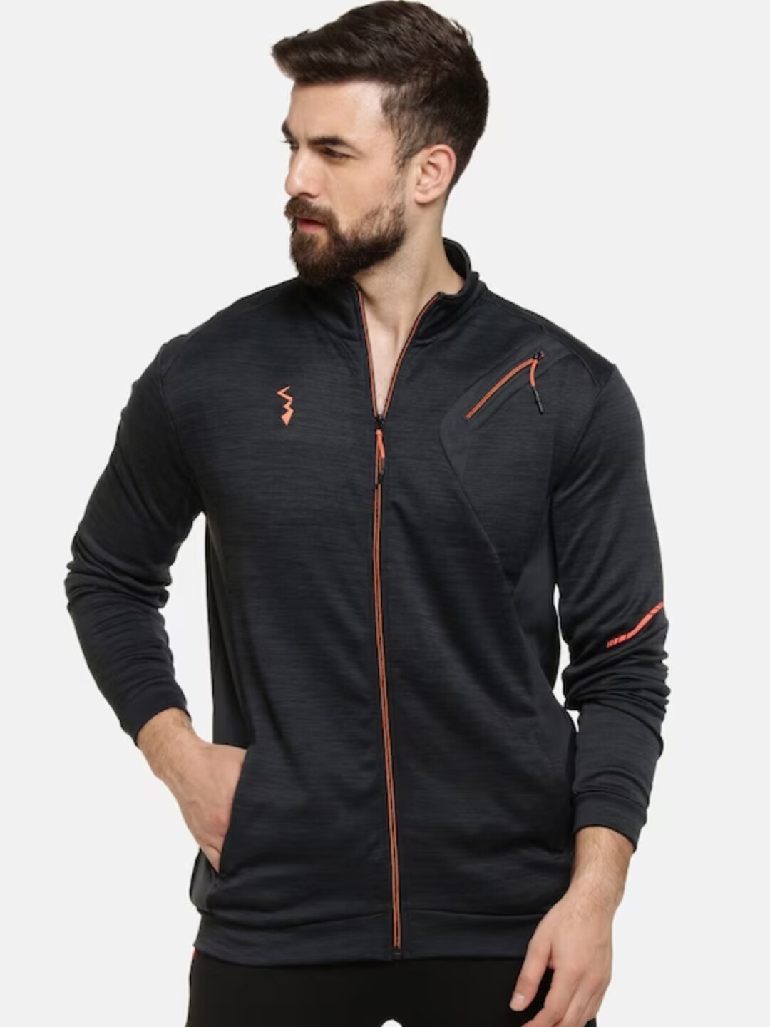 

Campus Sutra Windcheater Stand Collar Sporty Jacket, Black
