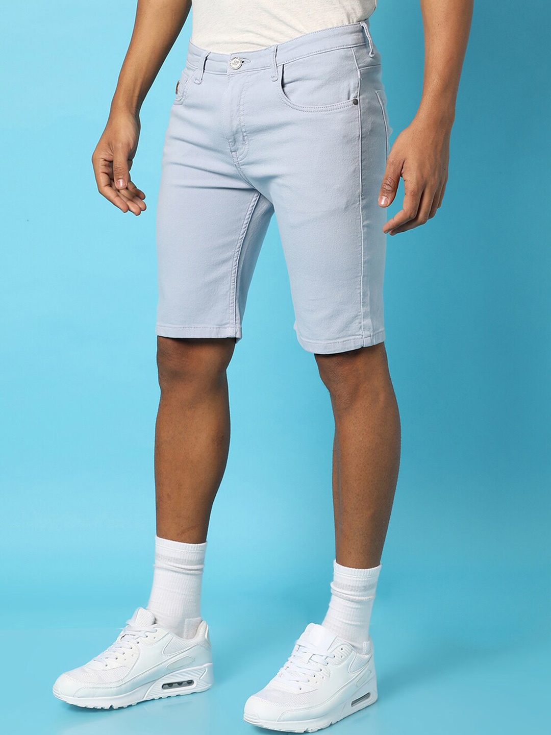 

Campus Sutra Men Mid Rise Cotton Denim Shorts, Blue