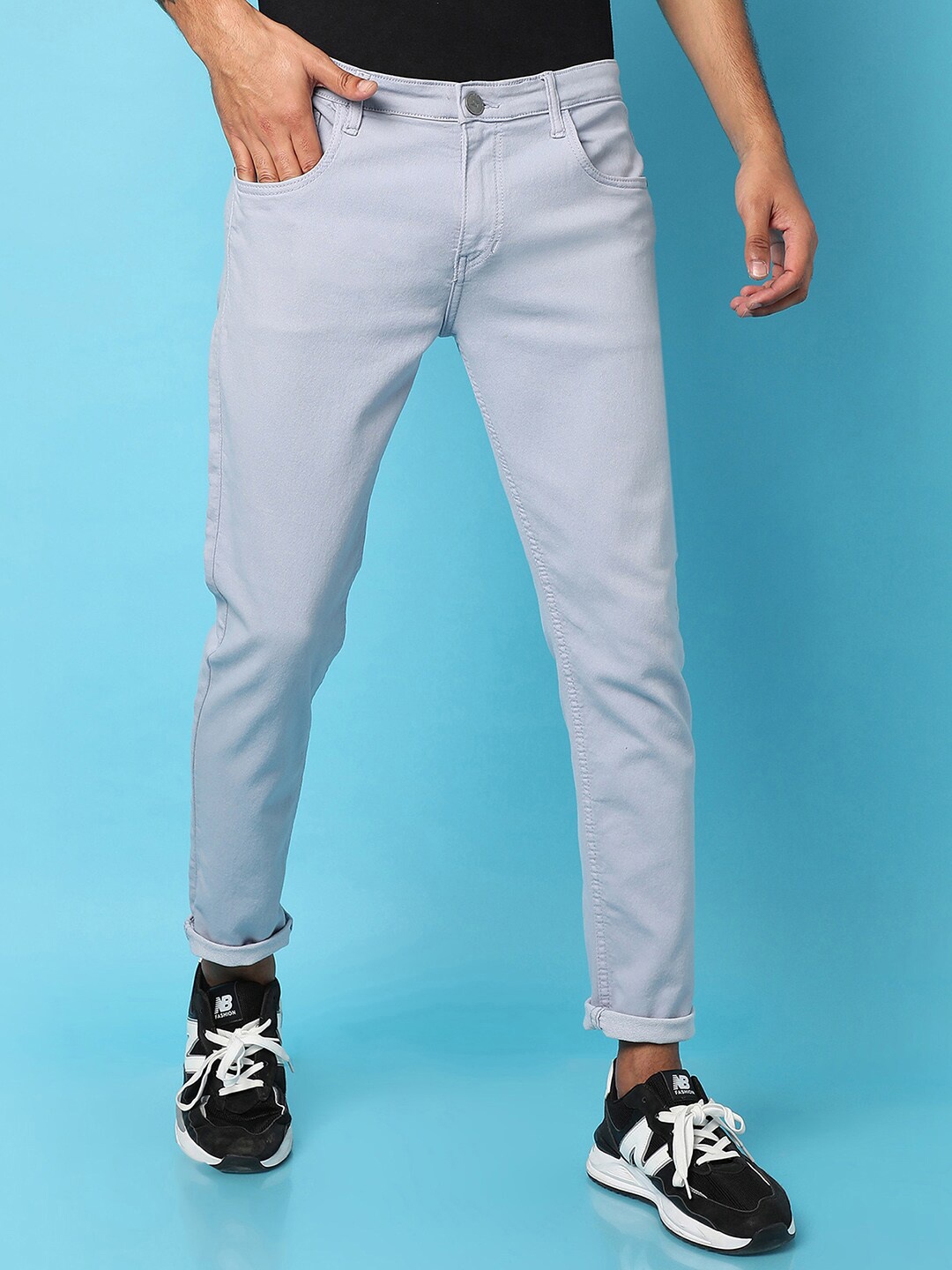 

Campus Sutra Men Grey Smart Slim Fit Clean Look Cotton Jeans