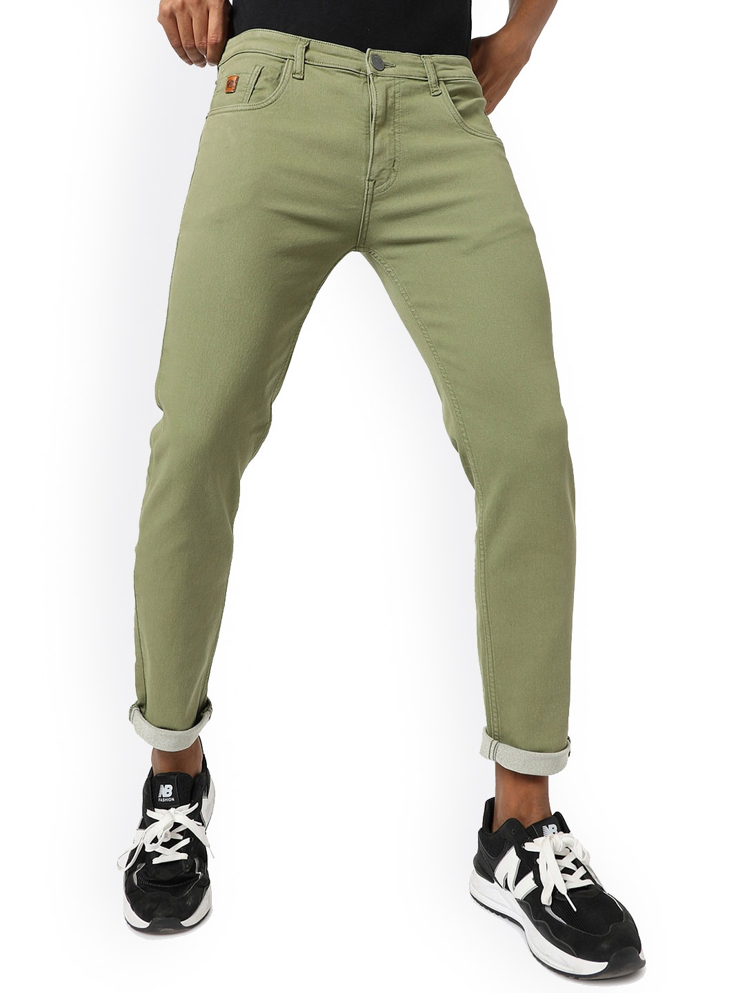 

Campus Sutra Men Smart Slim Fit Clean Look Stretchable Jeans, Olive