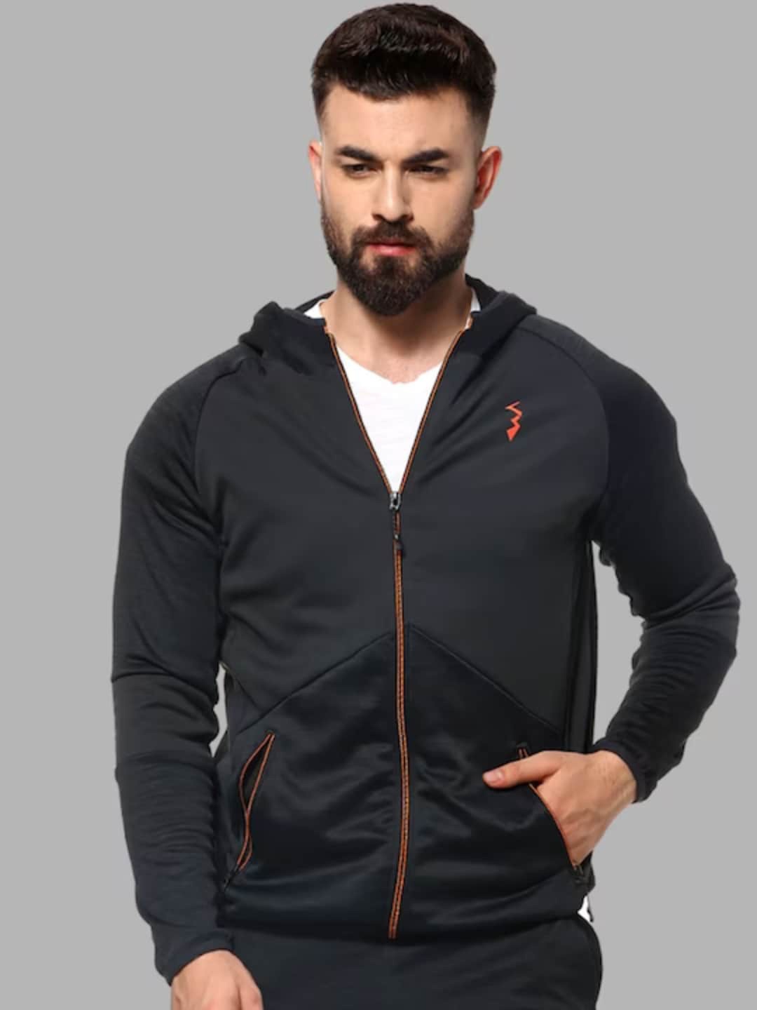 

Campus Sutra Hooded Windcheater Sporty Jacket, Black