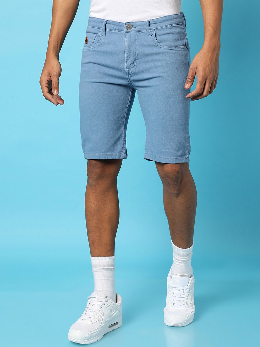 

Campus Sutra Men Mid Rise Cotton Denim Shorts, Blue