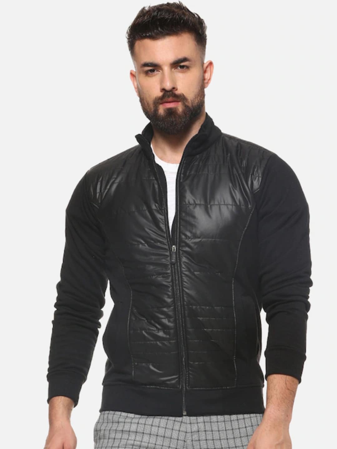 

Campus Sutra Windcheater Cotton Bomber Jacket, Black