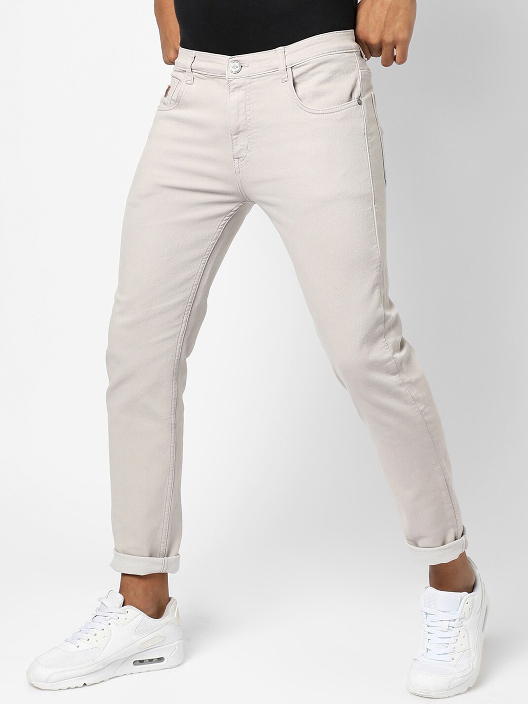 

Campus Sutra Men Smart Slim Fit Clean Look Stretchable Jeans, Beige