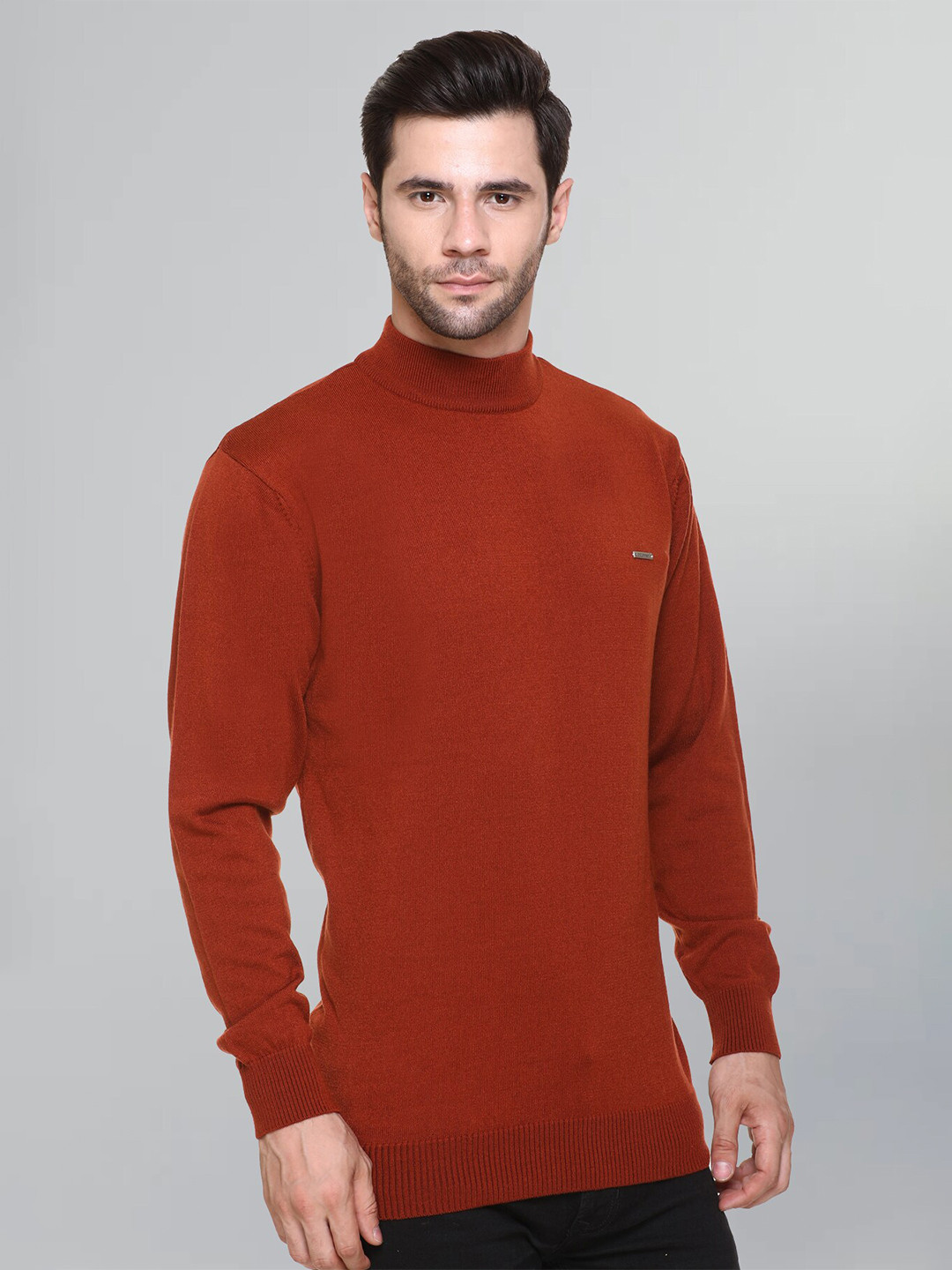 

GODFREY High Neck Long Sleeves Wool Pullover, Rust