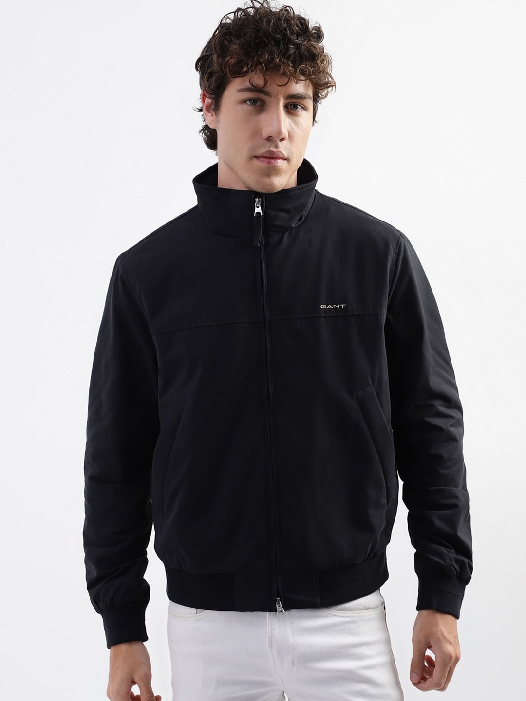 

GANT Mock Collar Open Front Jacket, Black