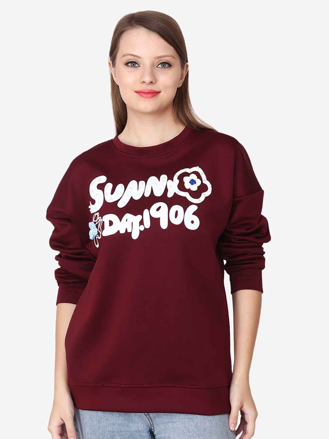 

Albion Round Neck Printed Sweatshirt, Maroon