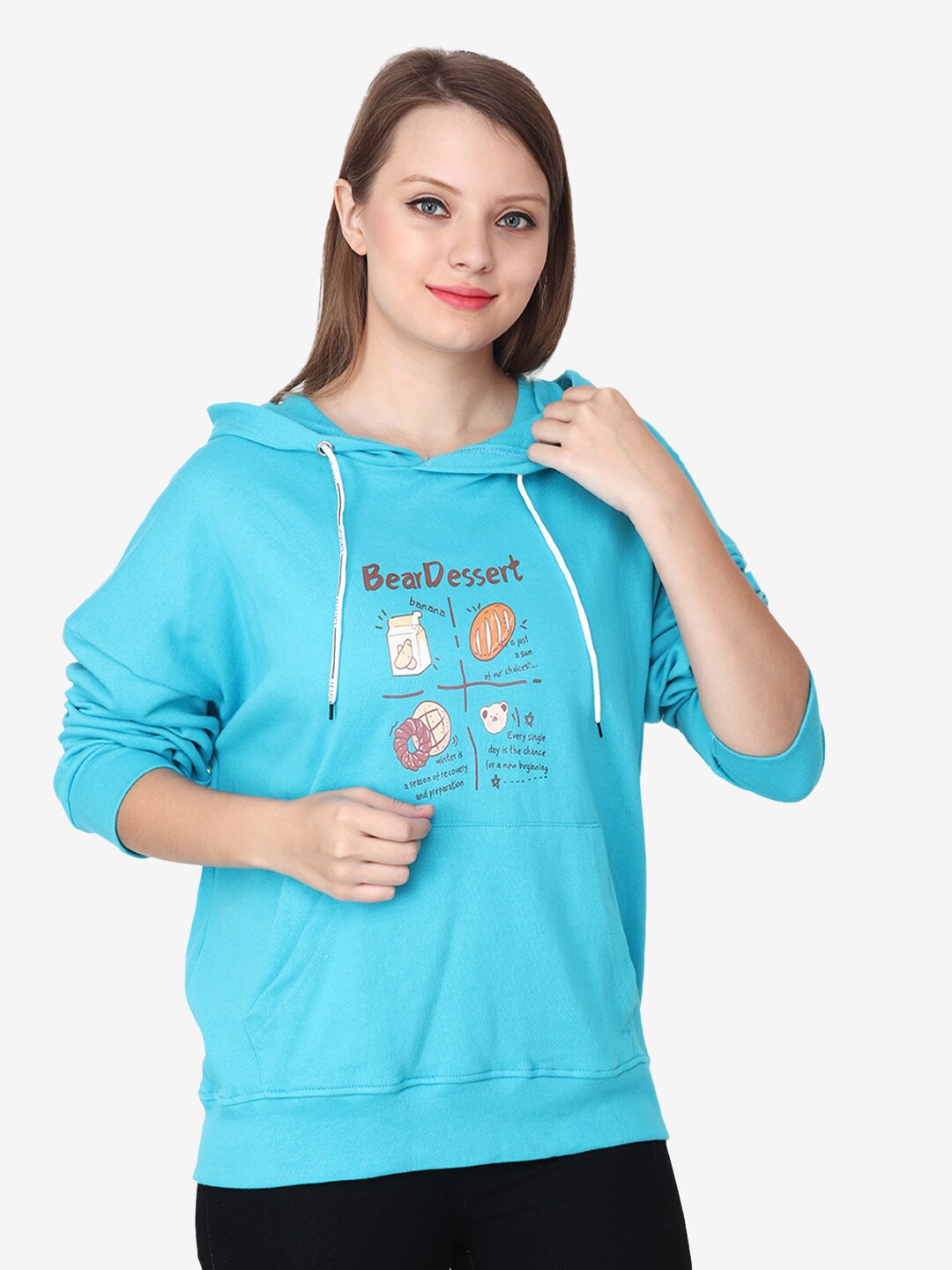 

Steele Typography Printed Hooded Woolen Pullover, Blue