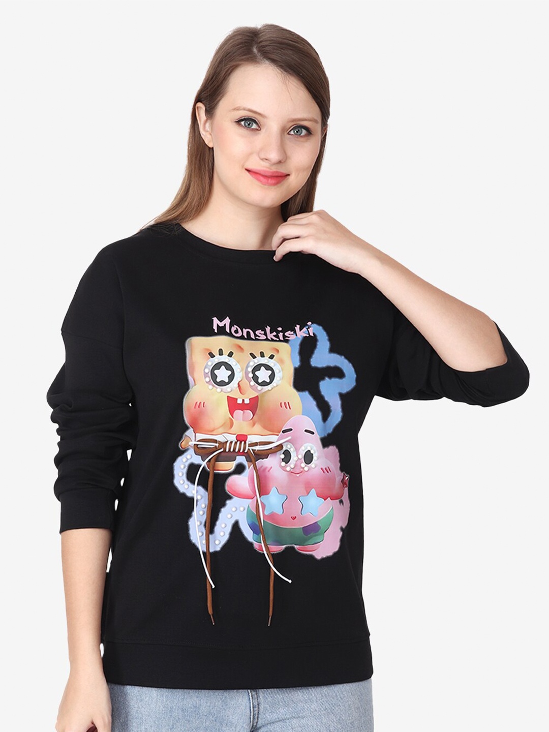 

Steele Graphic Printed Woolen Pullover, Black