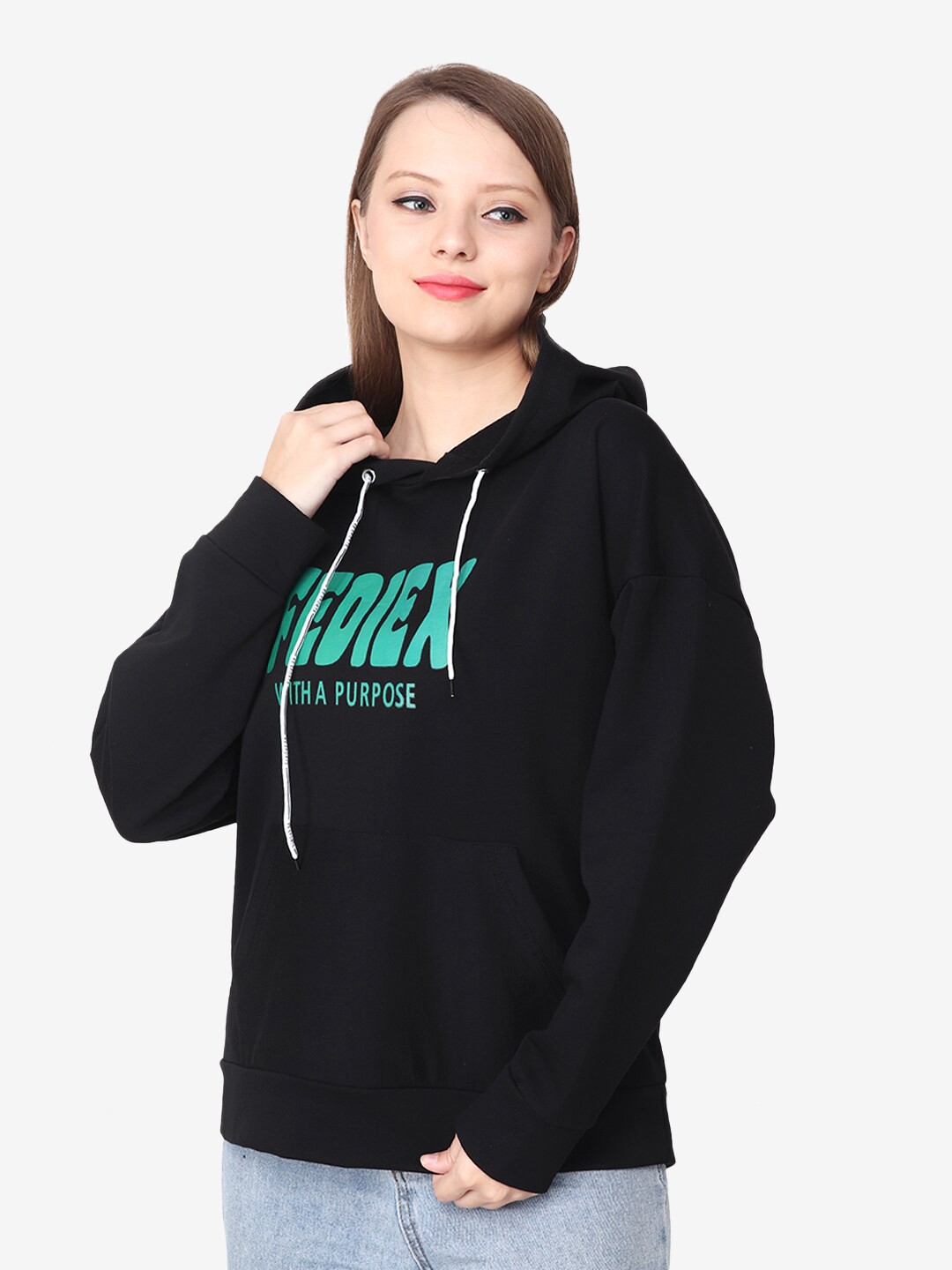 

Steele Typography Printed Hooded Woolen Sweatshirt, Black