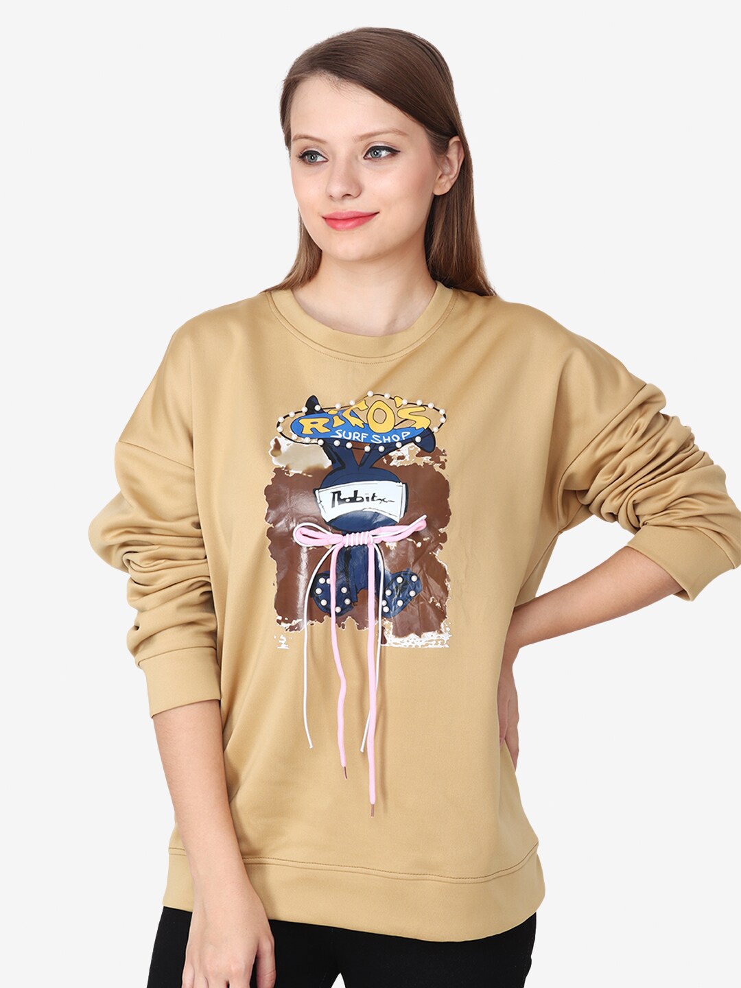 

Steele Graphic Printed Woolen Sweatshirt, Brown