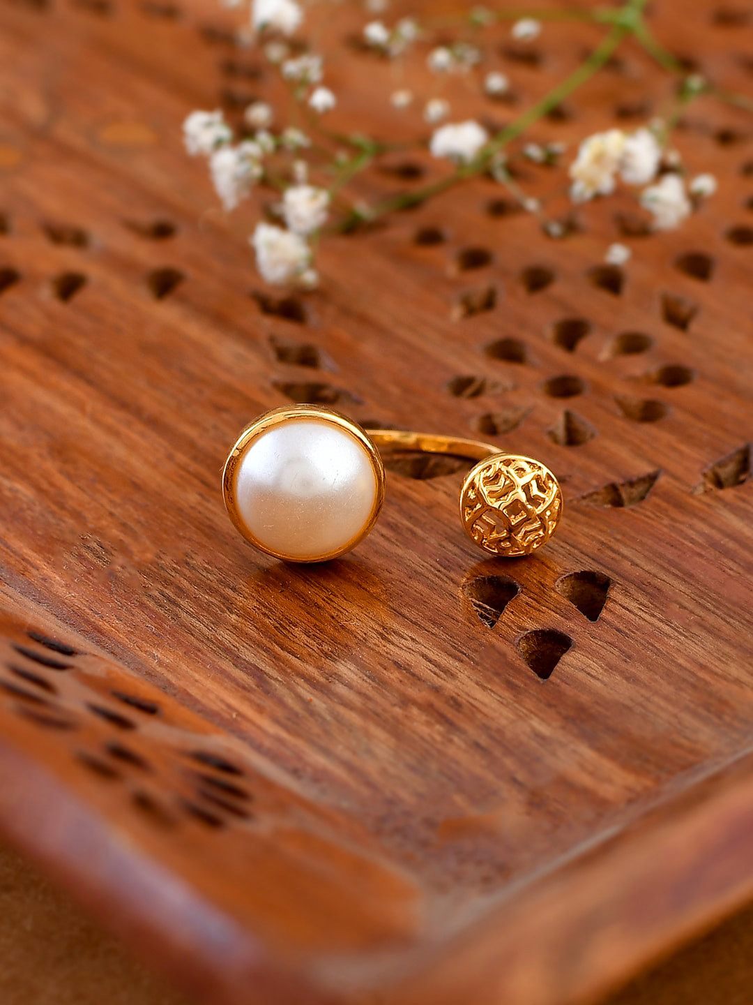 

Voylla Gold-Plated Pearl Nazakat Dilkashi Finger Ring