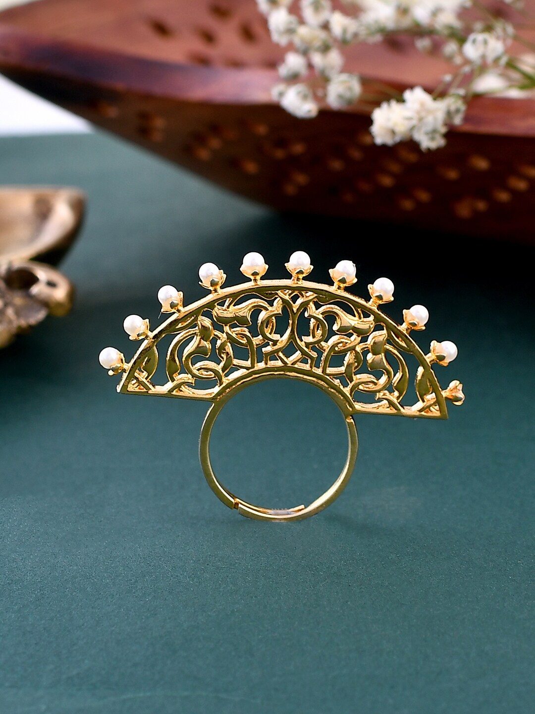 

Voylla Gold-Plated Beaded Finger Ring