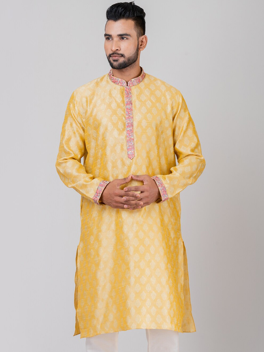 

HU - Handcrafted Uniquely Ethnic Motifs Printed Straight Kurta, Yellow