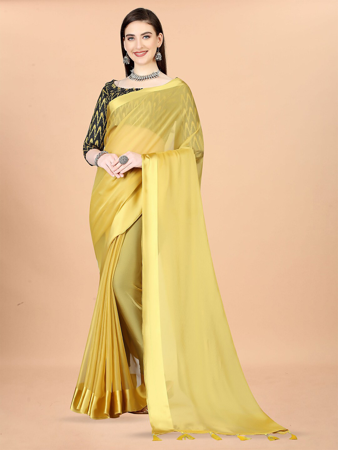 

KALINI Poly Chiffon Saree, Yellow
