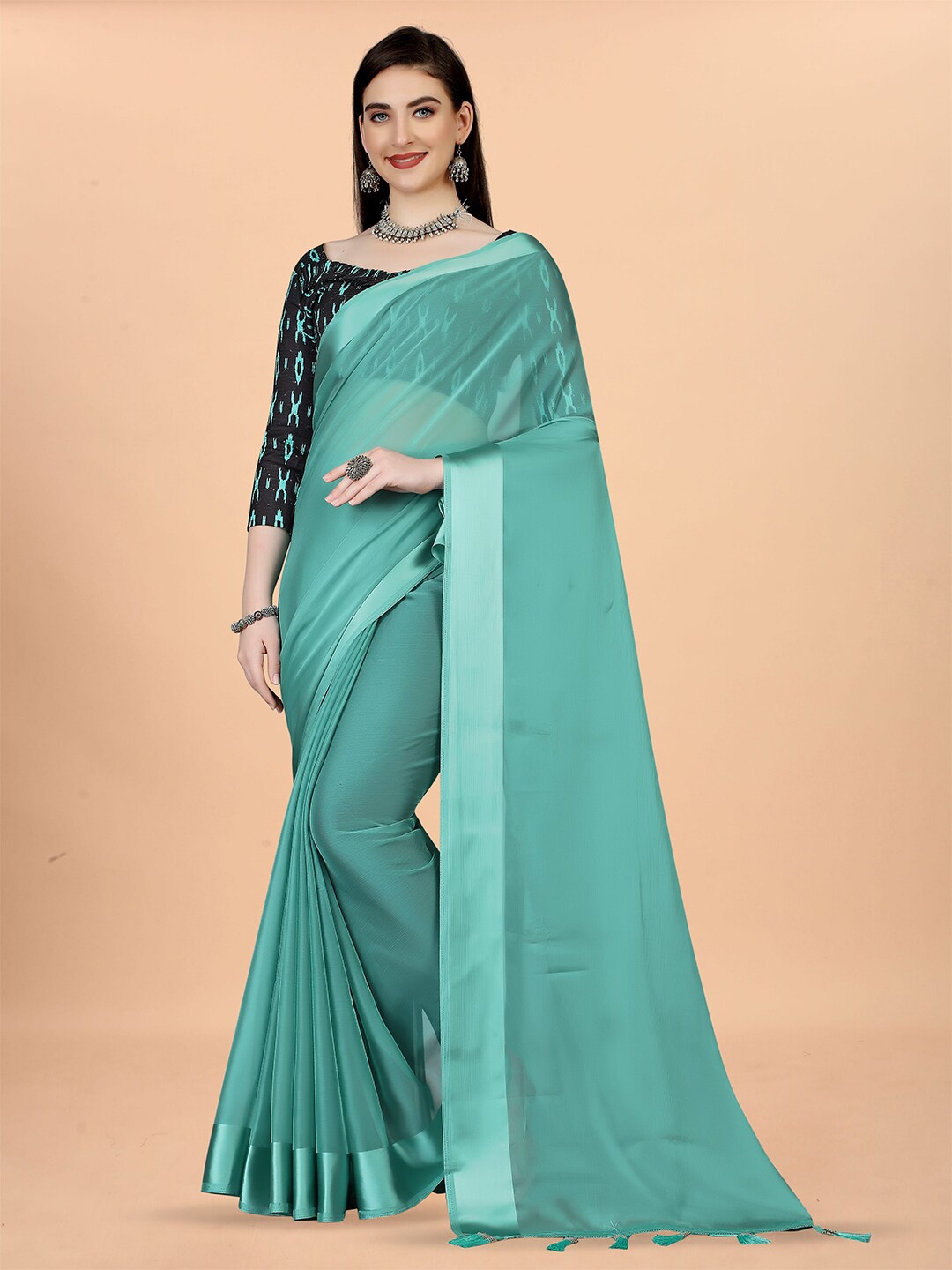 

KALINI Poly Chiffon Saree, Green