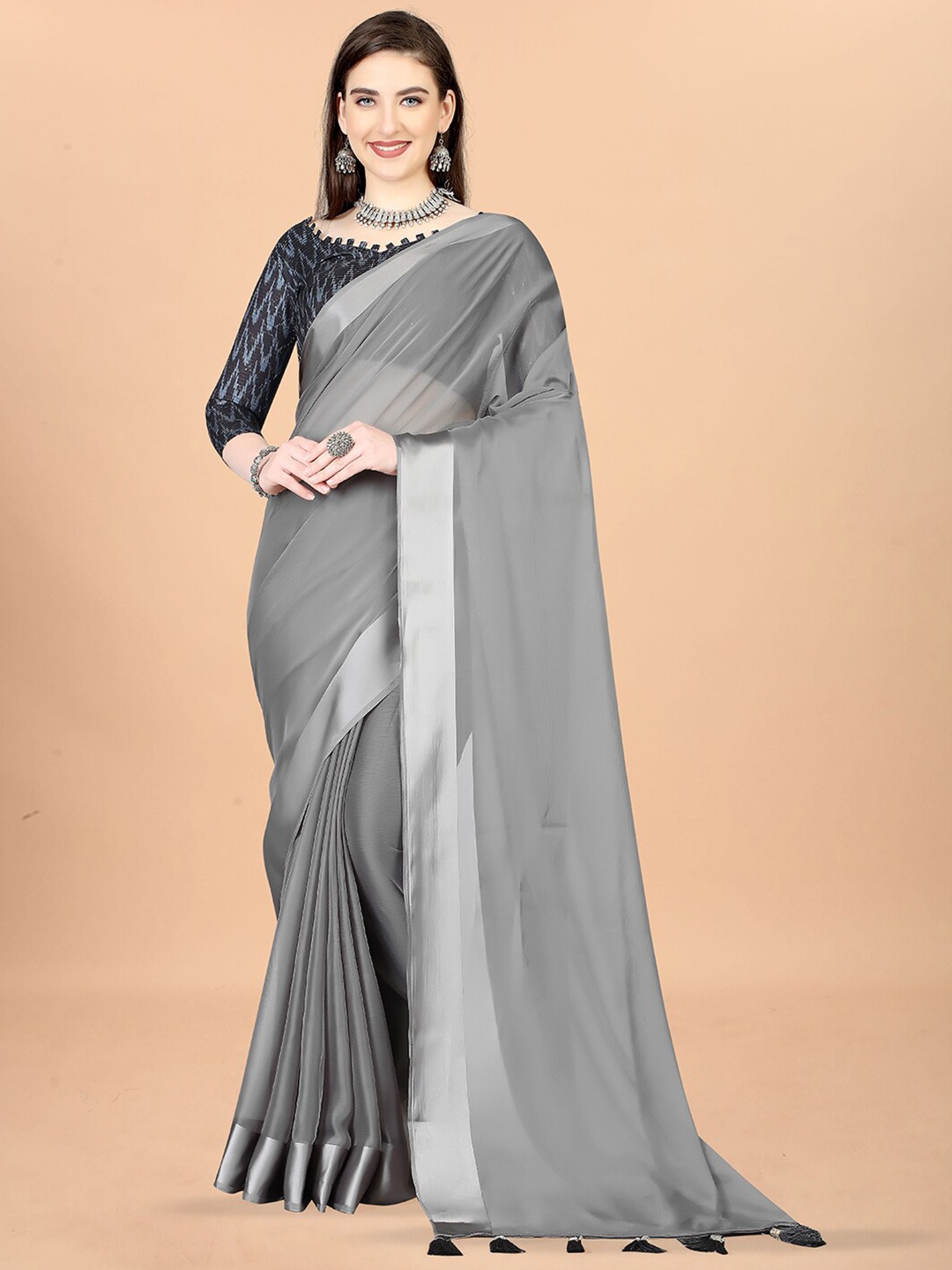 

KALINI Poly Chiffon Saree, Grey