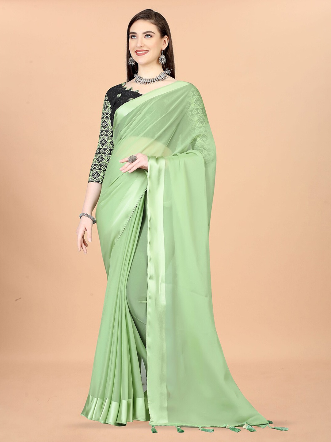 

KALINI Poly Chiffon Saree, Green